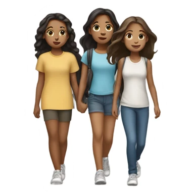 Group of freinds walking away toghether. 4 girls sticker