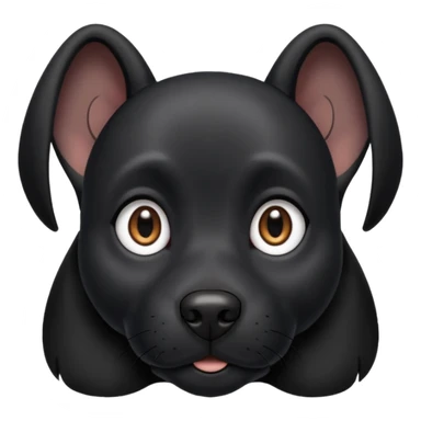 Shadow is a black dog with big upright ears and bright, expressive eyes. He has a sleek, dark coat and a calm but alert look. His face is gentle and intelligent, with a slightly curious expression. Shadow looks loyal, attentive, and a little playful, giving off both a protective and affectionate  sticker