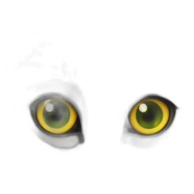 Grey cat with green forest eyes and yellow brown tummy sticker