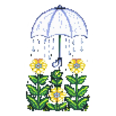 April month symbol with spring flowers and rain sticker