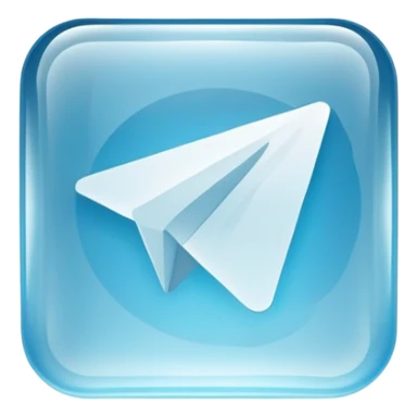 Telegram logo on a transparent glass square rounded block sticker