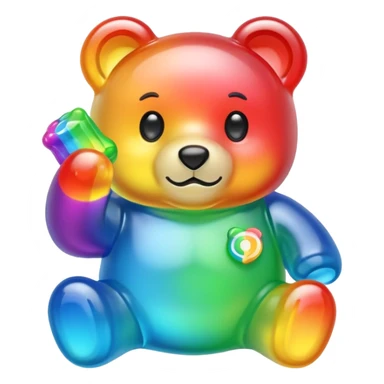 Rainbow Gummybear holding a discord server boost icon sticker