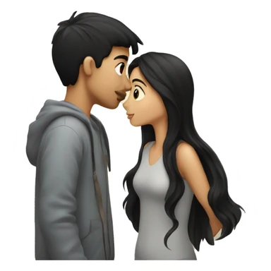 Couple kissing boy have black hair sticker