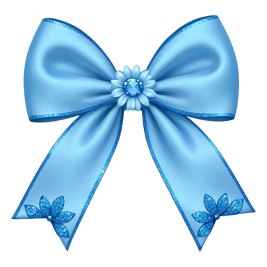 blue flower bow with glitter sticker