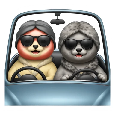 Two seals in a car sticker