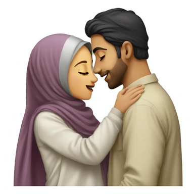 A Pakistani guy kissing a light skinned Pakistani hijabi girl sticker