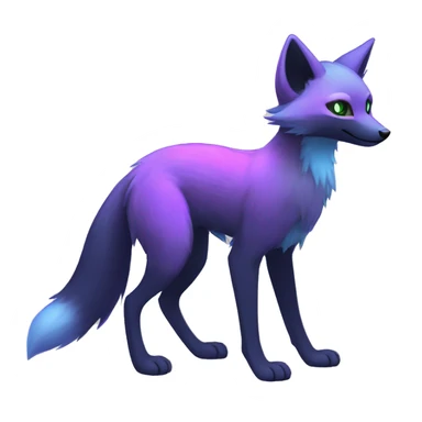 Cute cool black nebula green blue purple pink animal silver fox hybrid Fakemon full body sticker