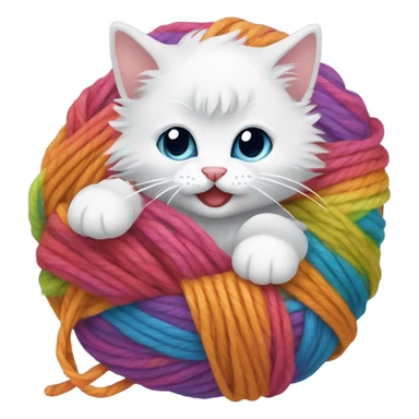 Kitten playing with yarn  sticker