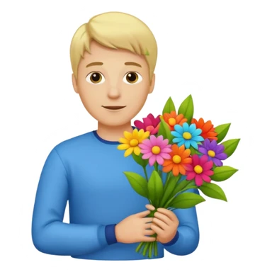 blonde man flower-holding person bouqet sticker