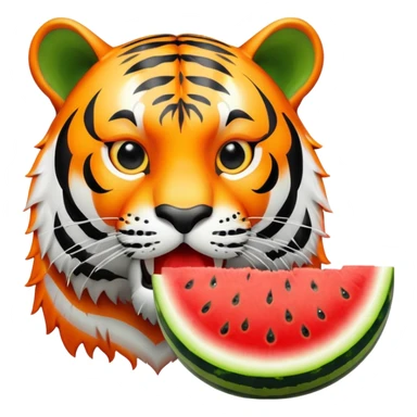 tiger eating watermelon sticker