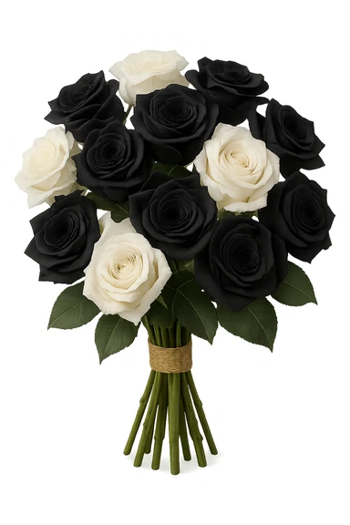 bouquet of white and black roses , remove background sticker