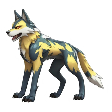 Shiny Edgy Colorful Digimon-Fakemon-Wolf with edgy markings full body sticker