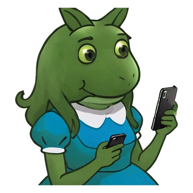 Alice in Wonderland with a cell phone sticker