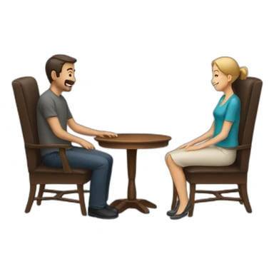 two people talking on the chair sticker