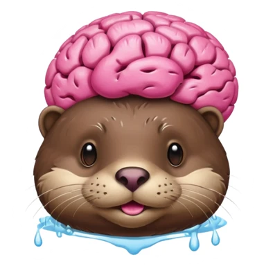 generate an otter with a very big  pink brain going out of the head sticker