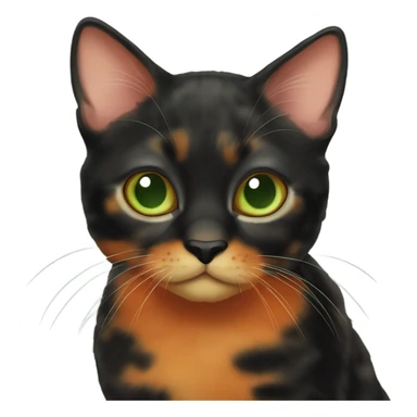 Black and orange tortoise cat with light green eyes sticker