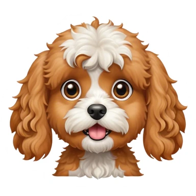 Cinematic Comical Apricot Cavoodle Portrait Emoji, Head tilted dramatically with an exaggeratedly shocked or offended expression, featuring a soft, curly apricot coat with charming white patches, wide, expressive brown eyes filled with exaggerated disbelief, Simplified yet hilariously expressive features, highly detailed, glowing with a slightly sassy glow, high shine, dramatic yet playful, stylized with an air of attitude, bright and endearing, soft glowing outline, capturing the essence of a sassy and over-the-top companion, so meme-worthy it feels like it could side-eye its way into internet fame instantly! sticker