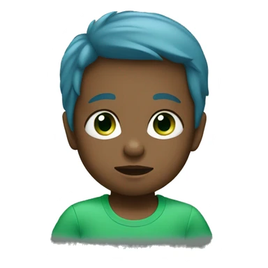 A baby with blue eyes in a green T-shirt sticker