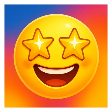 yellow emoji with a starry-eyed face sticker