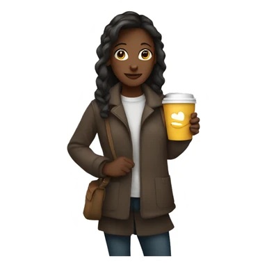 A girl carrying her coffee sticker