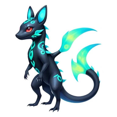 Colorful Neon Exotic Salandit-Aurorus-Umbreon-Fakémon-hybrid-creature (full body)  sticker