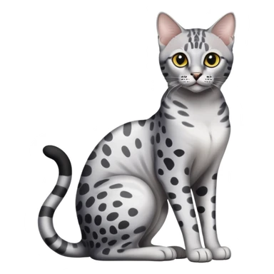 Egyptian Mau cat full body sitting with black eyes sticker