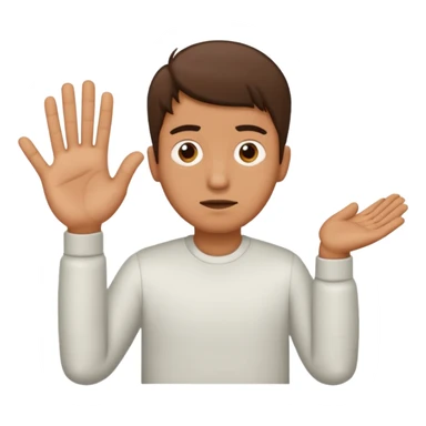 Confused guy with a 6 above his left hand and a 7 above his right hand sticker