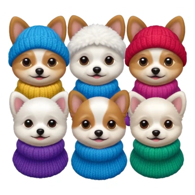 Cagnolini piccoli seduti con vestitini in maglia sticker