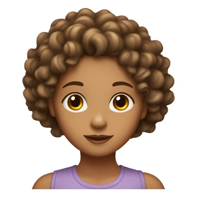 A curly with middle length of hair,bronze tanned girl with brown eyes and log eyelashes sticker