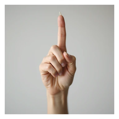 photorealistic lady's index finger pointing up, feminine hand, neutral skin tone, minimal background sticker