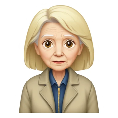 mean Karen, old yelling lady with blonde hair and a jacket sticker