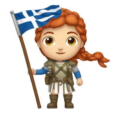 Female red hair mountaineer with greek and european flag sticker