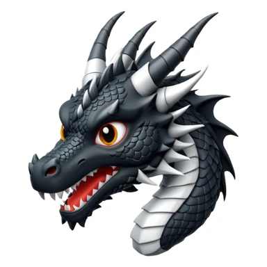 Black and white dragon emoji text sticker