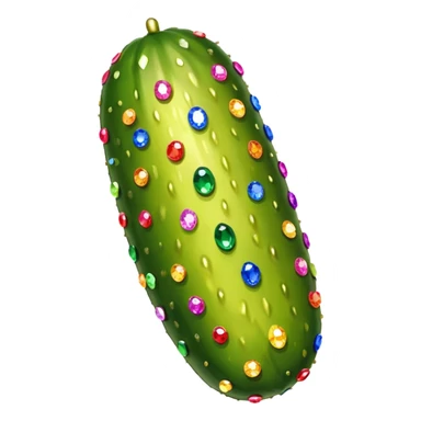 Bedazzled flesh colored pickle covered in multicolored rhinestones and sequins sticker