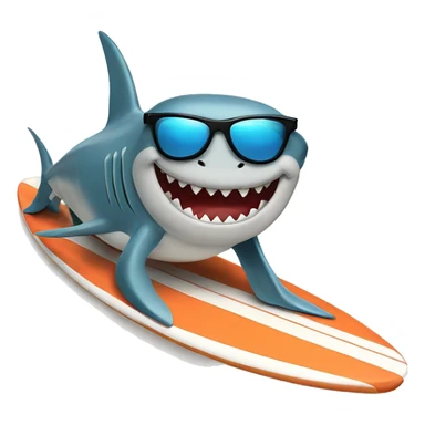 Shark on a surfboard with sunglasses on sticker
