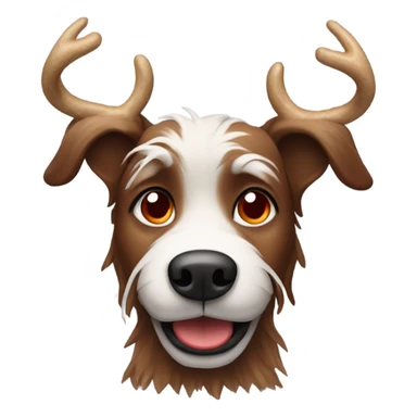 Brown scraggly dog with Christmas antler and red nose  sticker