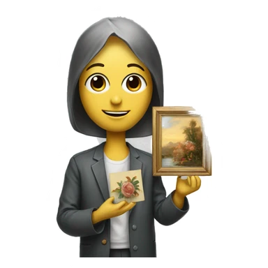 artificial intelligence holding beautiful painting sticker