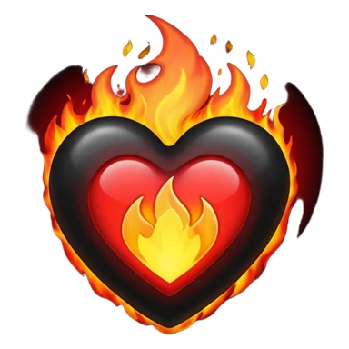 black heart on fire sticker