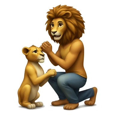 Lion proposing a girl sticker