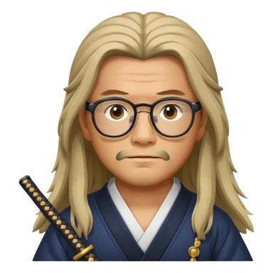 Long Haired Samurai with Glasses,Long-haired ronin adjusting spectacles sticker