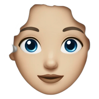 white woman with dark brown curly hair and blue eyes sticker
