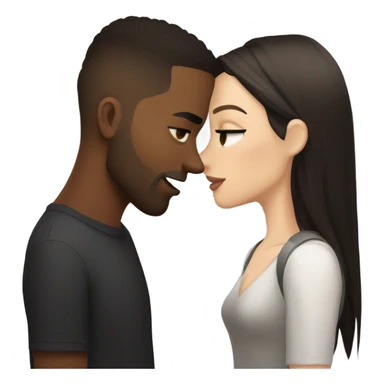 a guy with tan skin foxy eyes and black short straight hair with a piercing in his nose and ears kissing a brunette white girl whith long and straight hair sticker