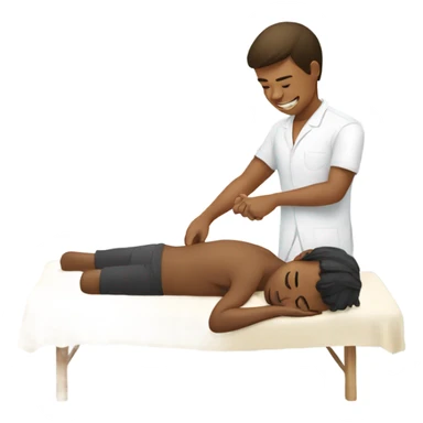 Boy getting massage sticker
