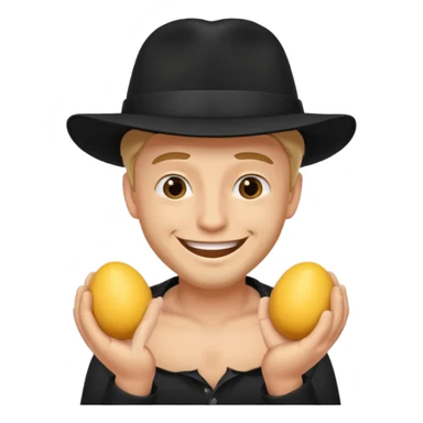 superstitious smiling man in black hat squeezing his testicles sticker