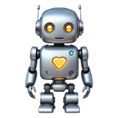 Cute robot character with an AI chip embedded in its chest sticker