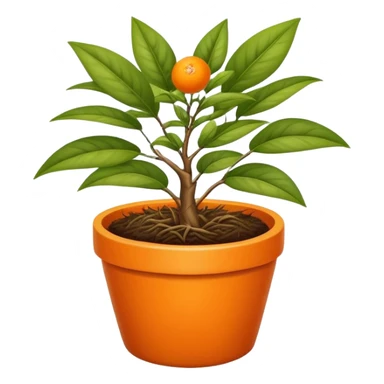 Bird's-nest plant in round orange pot sticker