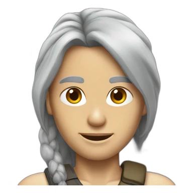 man with long grey hair pony tail as tomb raider sticker