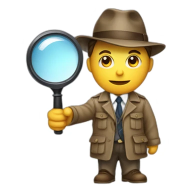 A detective in a detective outfit full body with a magnifying glass sticker