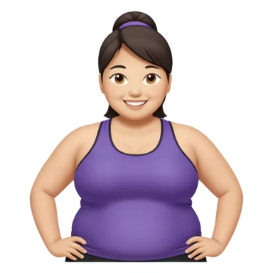 asian midsize overweight woman in workout gear sticker