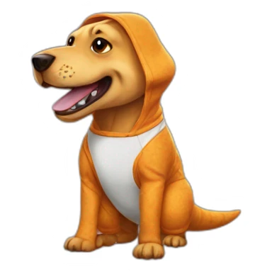 dog in a t-rex onesie sticker